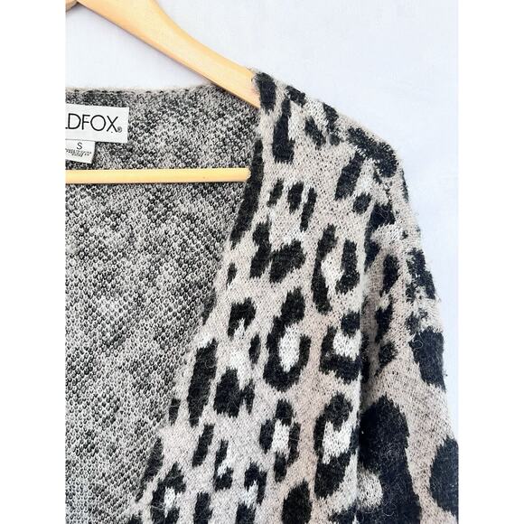 Wildfox Avani Leopard Oversized Cardigan SMALL Sweater Mohair Animal Print EUC - Picture 5 of 8